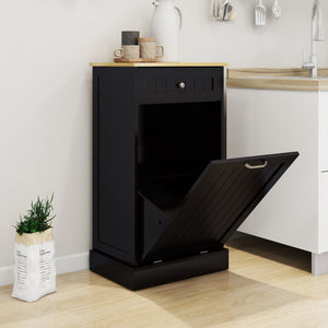 English Elm One Drawer Tilt Out Trash Cabinet Matte Black Mdf Kitchen Storage Bin Organizer W1120127325