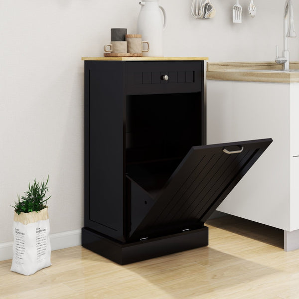 English Elm One Drawer Tilt Out Trash Cabinet Matte Black Mdf Kitchen Storage Bin Organizer W1120127325