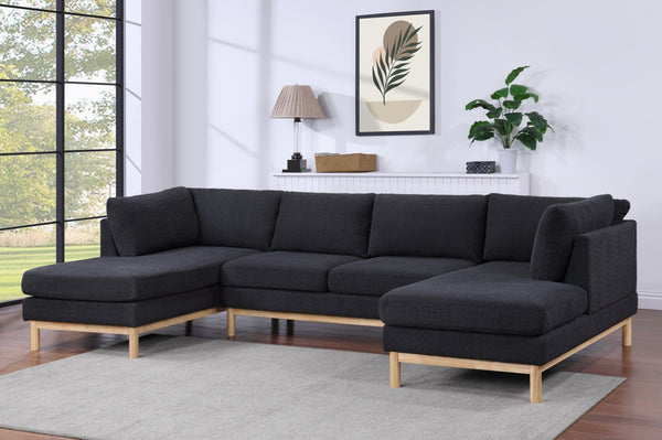 English Elm Hallie Sherpa U-shaped Sectional with Double Chaise for Spacious Living Rooms B061S00782