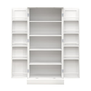 English Elm 50" Freestanding Pantry Cabinet with Led Sensor Light and Adjustable Shelves Mdf White W1120127335