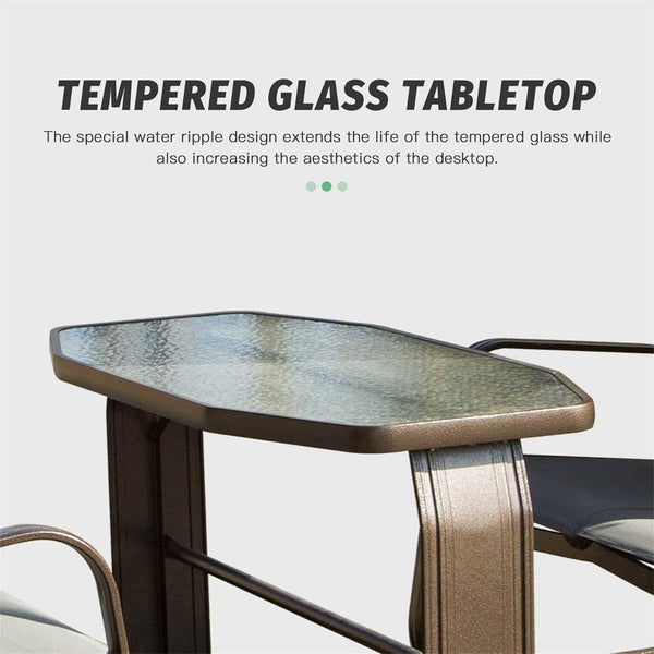 English Elm 4-Seat Retro Metal Glider Bench with Canopy, Aluminum Frame, Smooth Quiet Glide, Weatherproof Comfort W1859S00045