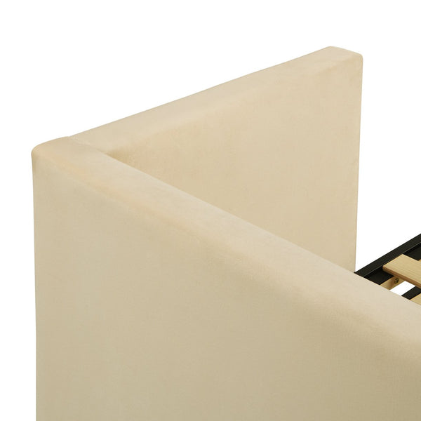 English Elm Twin Upholstered Daybed with Pop-Up Trundle and Slats Kit – Space-Saving Guest Bed with Wheels, Hydraulic Lift, 330lb Capacity Beige SF000005AAA