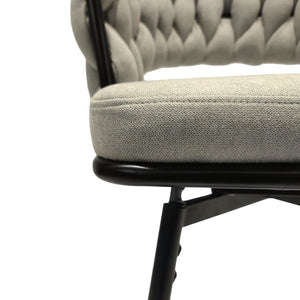 English Elm 26" Swivel Barstools Set of 2 Woven Back Suede Upholstered Gold Leg Counter Chairs W2189S00814