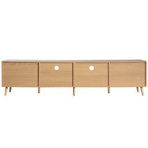 English Elm Rattan Modern Farmhouse TV Stand for TVs up to 85" — Rattan Media Console with Cable Management, Solid Wood Feet and Multi-Functional Storage WF316678AAP