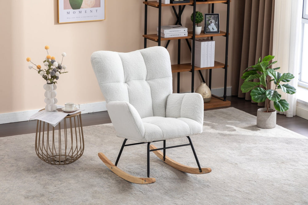 English Elm 050-teddy Fabric Rocking Glider Chair Plush Foam Nursery and Living Room Accent Seat W527135428