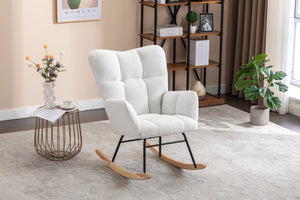 English Elm 050-teddy Fabric Rocking Glider Chair Plush Foam Nursery and Living Room Accent Seat W527135428