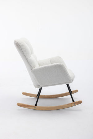 English Elm 050-teddy Fabric Rocking Glider Chair Plush Foam Nursery and Living Room Accent Seat W527135428