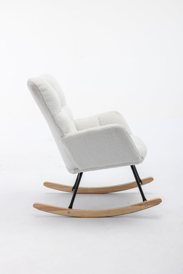 English Elm 050-teddy Fabric Rocking Glider Chair Plush Foam Nursery and Living Room Accent Seat W527135428