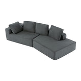 English Elm 125" Stylish Chaise Lounge Modern Indoor Lounge Sofa Sleeper Sofa With Clean Lines For Living Room, Grey