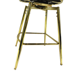 English Elm 26" Swivel Barstools Set of 2 Woven Back Suede Upholstered Gold Leg Counter Chairs W2189S00841