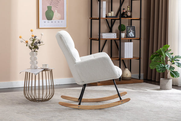 English Elm 050-teddy Fabric Rocking Glider Chair Plush Foam Nursery and Living Room Accent Seat W527135428