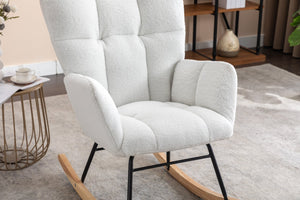 English Elm 050-teddy Fabric Rocking Glider Chair Plush Foam Nursery and Living Room Accent Seat W527135428