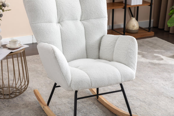 English Elm 050-teddy Fabric Rocking Glider Chair Plush Foam Nursery and Living Room Accent Seat W527135428