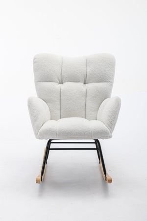 English Elm 050-teddy Fabric Rocking Glider Chair Plush Foam Nursery and Living Room Accent Seat W527135428