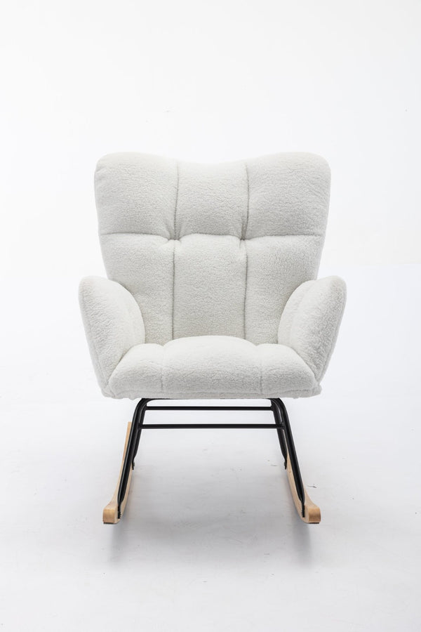 English Elm 050-teddy Fabric Rocking Glider Chair Plush Foam Nursery and Living Room Accent Seat W527135428