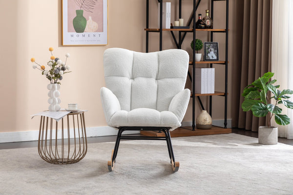English Elm 050-teddy Fabric Rocking Glider Chair Plush Foam Nursery and Living Room Accent Seat W527135428