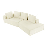 English Elm 125" Stylish Chaise Lounge Modern Indoor Lounge Sofa Sleeper Sofa With Clean Lines For Living Room, Beige