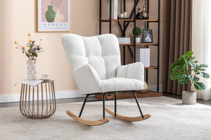 English Elm 050-teddy Fabric Rocking Glider Chair Plush Foam Nursery and Living Room Accent Seat W527135428