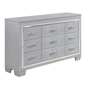 English Elm Modern Luster 7-Drawer Dresser White Glitter Jewelry Drawer Felt-Lined Hidden Storage, Chic Finish Silver 67.5 L x 20.75 W x 42.75 H B011P149828
