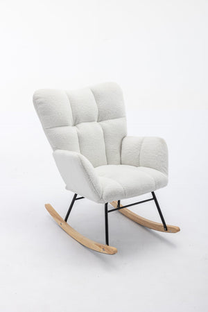 English Elm 050-teddy Fabric Rocking Glider Chair Plush Foam Nursery and Living Room Accent Seat W527135428