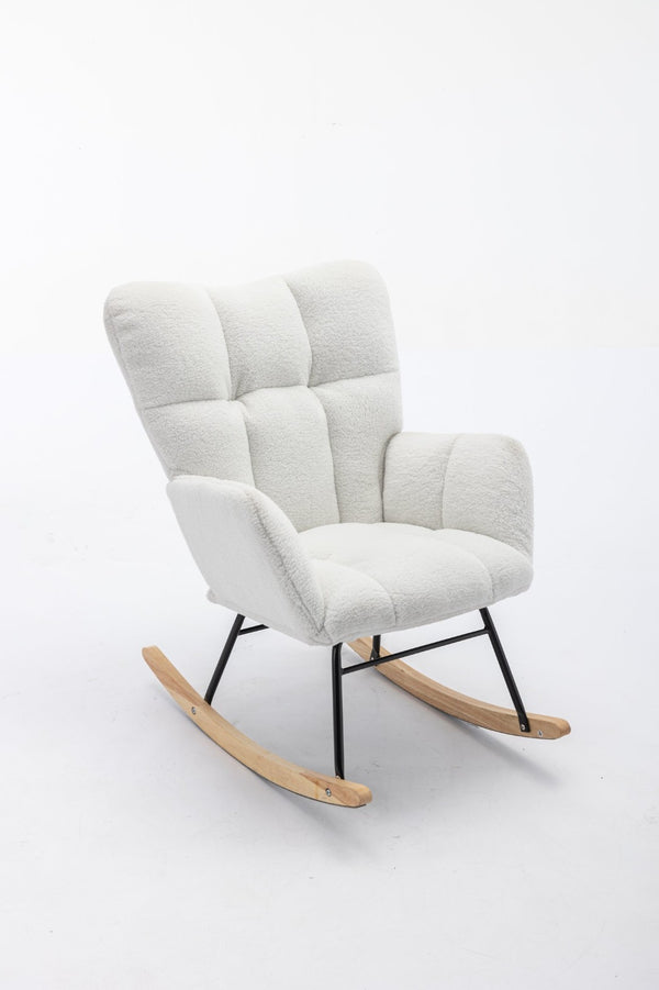 English Elm 050-teddy Fabric Rocking Glider Chair Plush Foam Nursery and Living Room Accent Seat W527135428