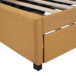 English Elm Upholstered Twin Daybed with Roll-out Trundle Linen Sofa Frame for Guest Rooms LP000171AAL