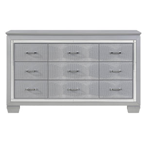 English Elm Modern Luster 7-Drawer Dresser White Glitter Jewelry Drawer Felt-Lined Hidden Storage, Chic Finish Silver 67.5 L x 20.75 W x 42.75 H B011P149828