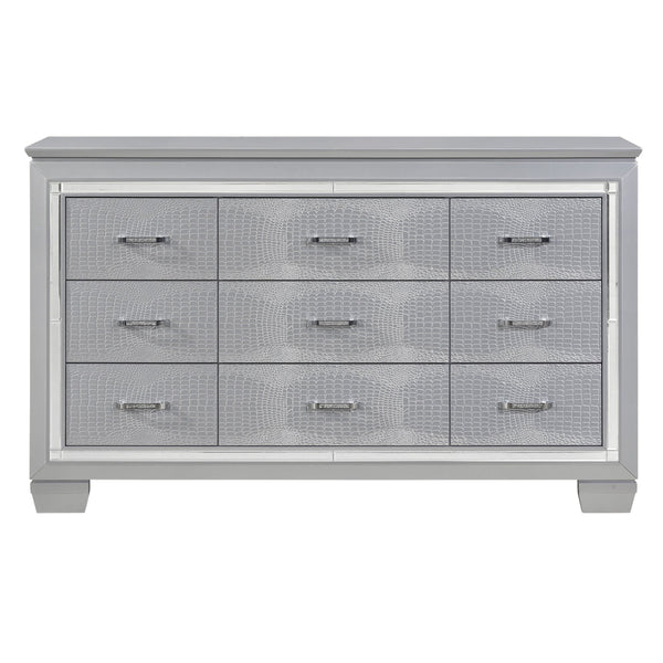 English Elm Modern Luster 7-Drawer Dresser White Glitter Jewelry Drawer Felt-Lined Hidden Storage, Chic Finish Silver 67.5 L x 20.75 W x 42.75 H B011P149828