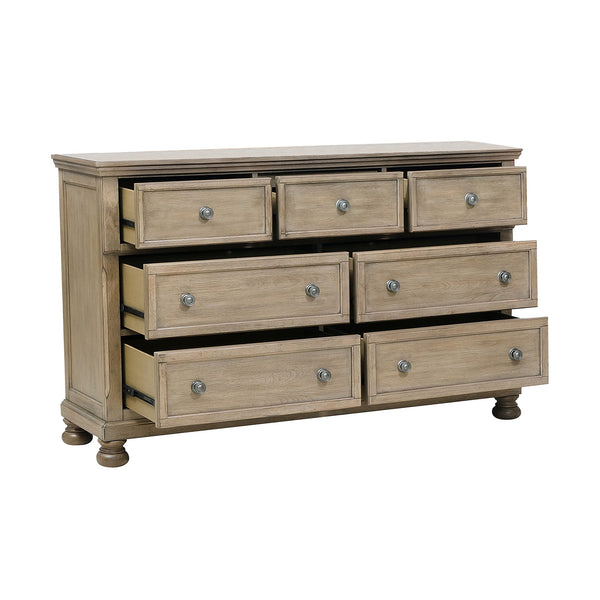 English Elm Classic Bethel Dresser with 7 Drawers & Hidden Jewelry Tray, Gray Wire-Brushed Finish, 64.75"W Elegance B011P149829