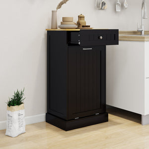 English Elm One Drawer Tilt Out Trash Cabinet Matte Black Mdf Kitchen Storage Bin Organizer W1120127325