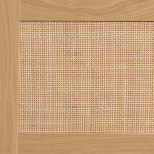 English Elm Rattan Modern Farmhouse TV Stand for TVs up to 85" — Rattan Media Console with Cable Management, Solid Wood Feet and Multi-Functional Storage WF316678AAP