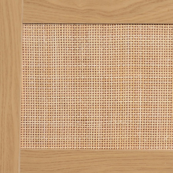 English Elm Rattan Modern Farmhouse TV Stand for TVs up to 85" — Rattan Media Console with Cable Management, Solid Wood Feet and Multi-Functional Storage WF316678AAP