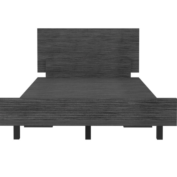 English Elm Twin Bed Base Cervants Smokey Oak Gray Engineered Wood Twin Frame 441 LB Capacity Headboard 13.7" Easy Assembly Durable Modern Classic Design B092S00199