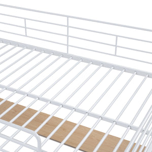 English Elm Full Metal Loft Bed with L-Shaped Desk, 3-Tier Shelving, Sturdy Ladder & Space-Saving Design for Teens and Adults White SF000080AAK