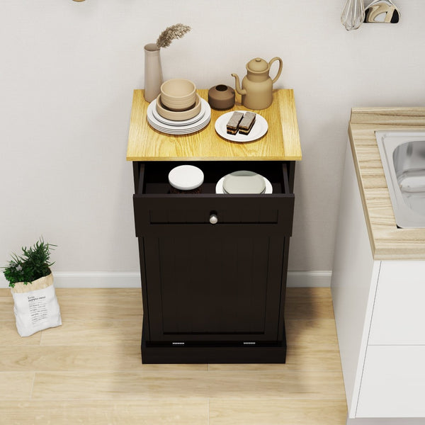 English Elm One Drawer Tilt Out Trash Cabinet Matte Black Mdf Kitchen Storage Bin Organizer W1120127325