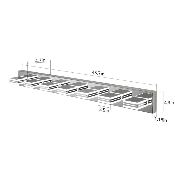 English Elm (same as W1340142519) Chrome 7-light Led Vanity Bar Acrylic Shades Bathroom Mirror Wall Fixture W1340P206808