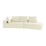 English Elm 125" Stylish Chaise Lounge Modern Indoor Lounge Sofa Sleeper Sofa With Clean Lines For Living Room, Beige