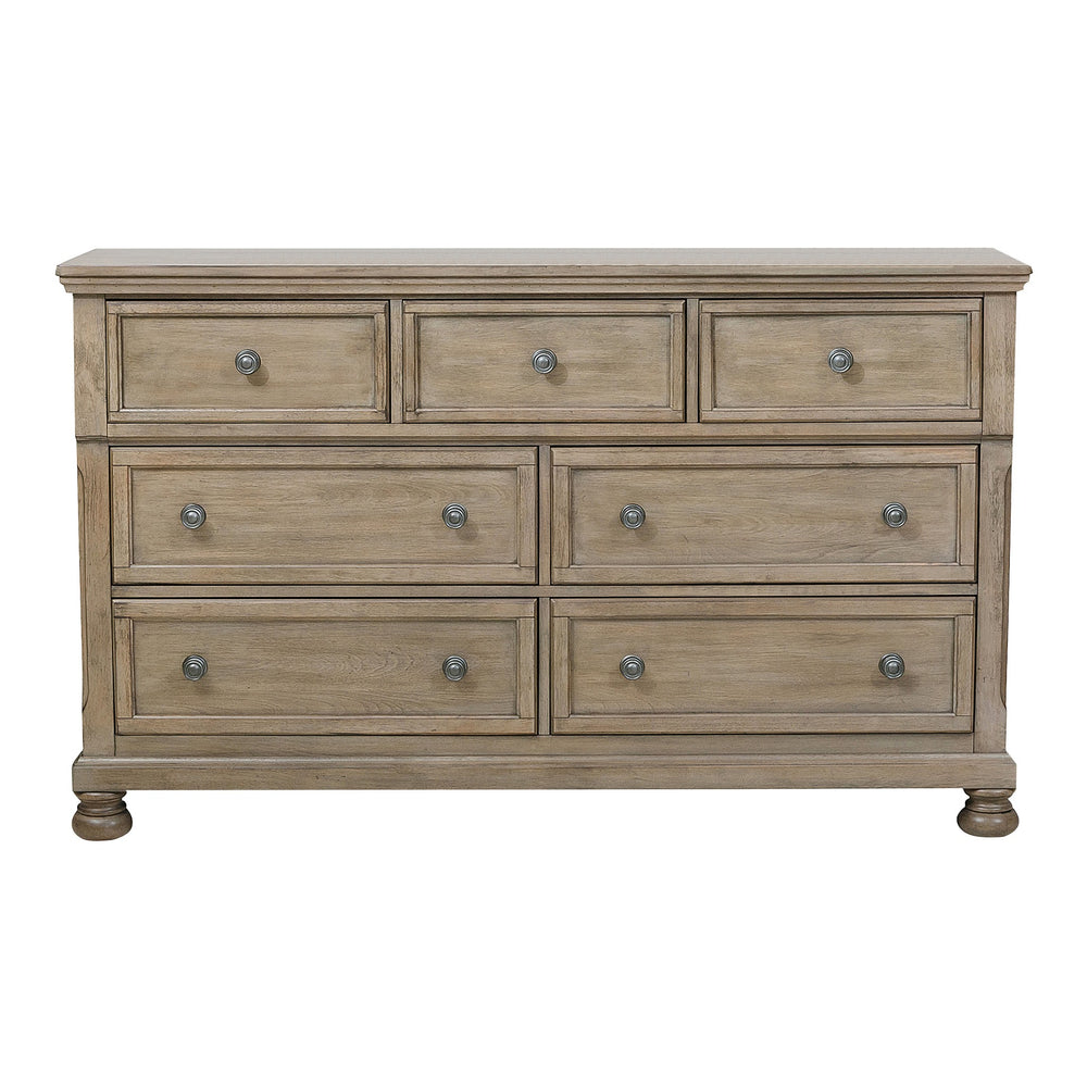 English Elm Classic Bethel Dresser with 7 Drawers & Hidden Jewelry Tray, Gray Wire-Brushed Finish, 64.75"W Elegance B011P149829
