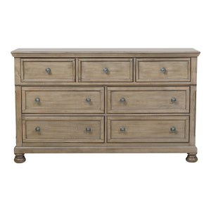 English Elm Classic Bethel Dresser with 7 Drawers & Hidden Jewelry Tray, Gray Wire-Brushed Finish, 64.75"W Elegance B011P149829
