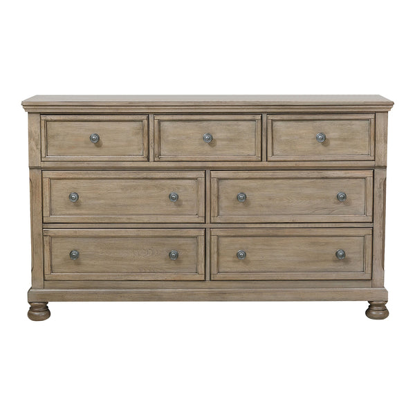 English Elm Classic Bethel Dresser with 7 Drawers & Hidden Jewelry Tray, Gray Wire-Brushed Finish, 64.75"W Elegance B011P149829