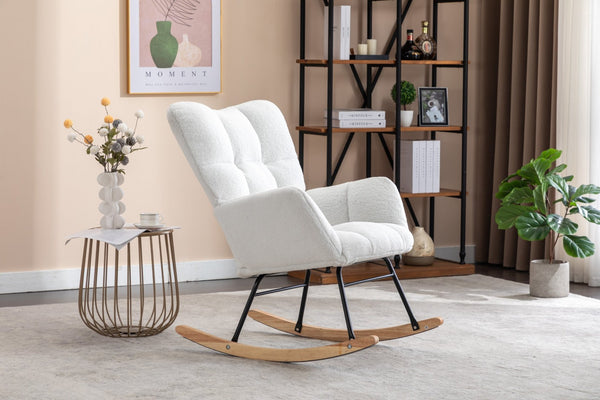 English Elm 050-teddy Fabric Rocking Glider Chair Plush Foam Nursery and Living Room Accent Seat W527135428