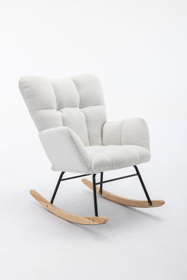 English Elm 050-teddy Fabric Rocking Glider Chair Plush Foam Nursery and Living Room Accent Seat W527135428
