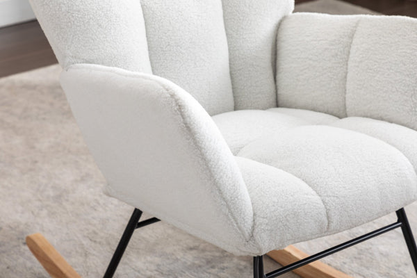 English Elm 050-teddy Fabric Rocking Glider Chair Plush Foam Nursery and Living Room Accent Seat W527135428