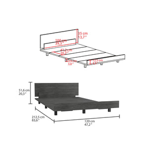 English Elm Twin Bed Base Cervants Smokey Oak Gray Engineered Wood Twin Frame 441 LB Capacity Headboard 13.7" Easy Assembly Durable Modern Classic Design B092S00199