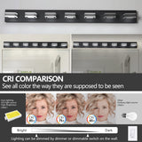 English Elm (Same As W1340142518/L2005-B-7) Led Modern Black Vanity Lights, 7-Lights Acrylic Matte Black Bathroom Vanity Lights Over Mirror