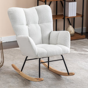English Elm 050-teddy Fabric Rocking Glider Chair Plush Foam Nursery and Living Room Accent Seat W527135428
