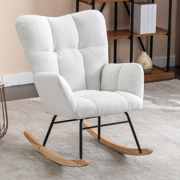English Elm 050-teddy Fabric Rocking Glider Chair Plush Foam Nursery and Living Room Accent Seat W527135428