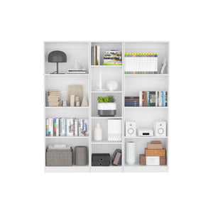 English Elm Trues 3 Piece Living Room Set with 3 Bookcases in White — Modern Engineered Wood Storage Trio, Versatile Display B092S00229
