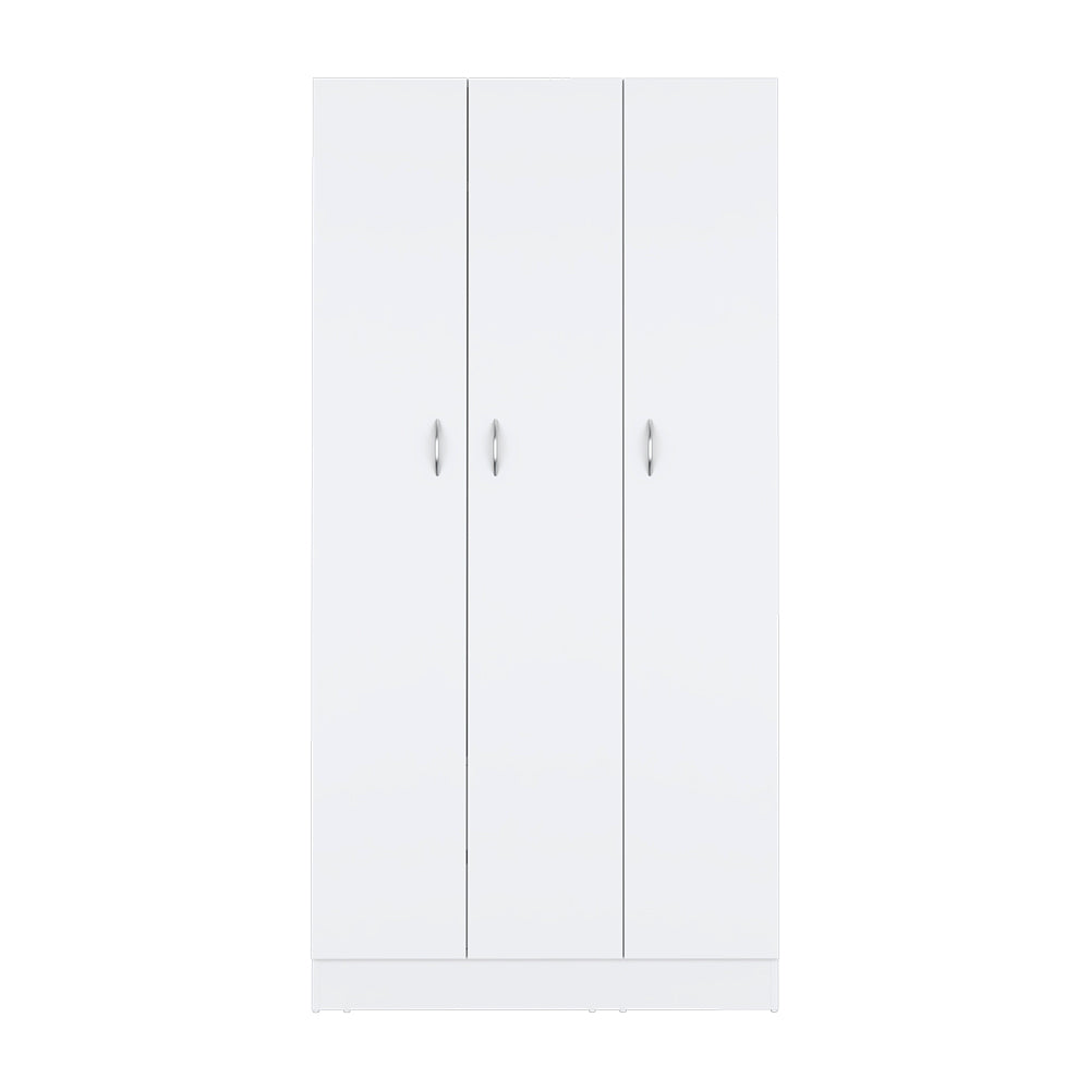 English Elm Wardrobe Erie White – 3-Door Engineered Wood Closet with Hanging Rod, 2 Drawers & 4 Shelves B092S00214