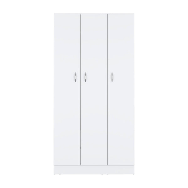 English Elm Wardrobe Erie White – 3-Door Engineered Wood Closet with Hanging Rod, 2 Drawers & 4 Shelves B092S00214